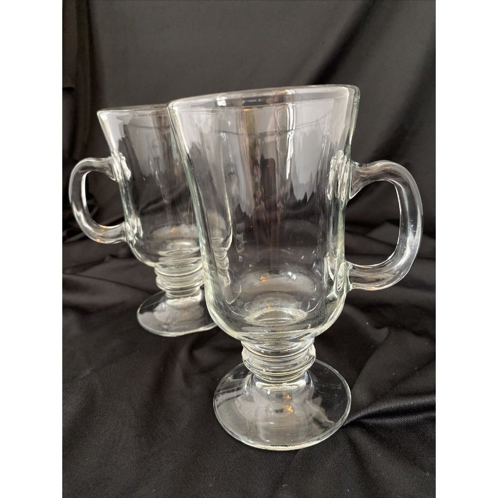 Vintage Pedestal Irish Coffee Mugs glasses set of 2